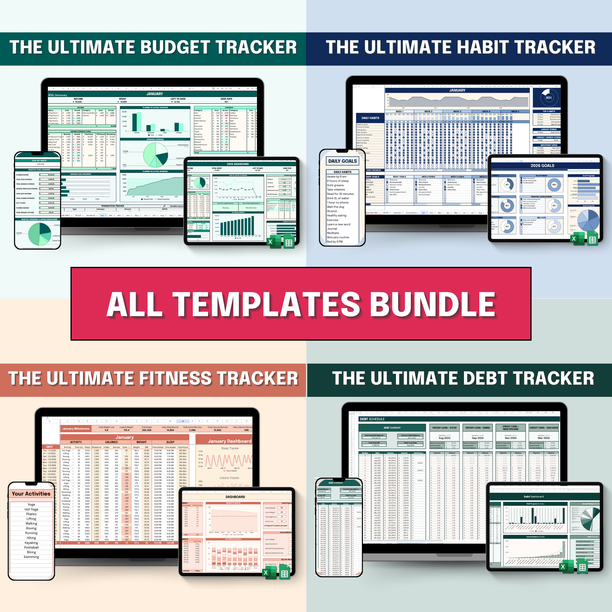 2026 Ultimate Productivity Tracker Bundle Excel Dictionary AllTemplatesBundle 