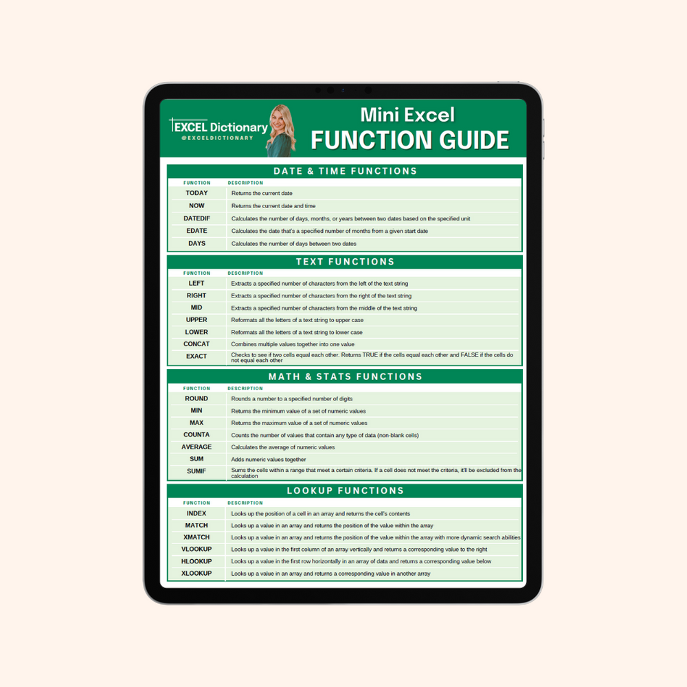 FREE Excel Shortcut Guide – Excel Dictionary