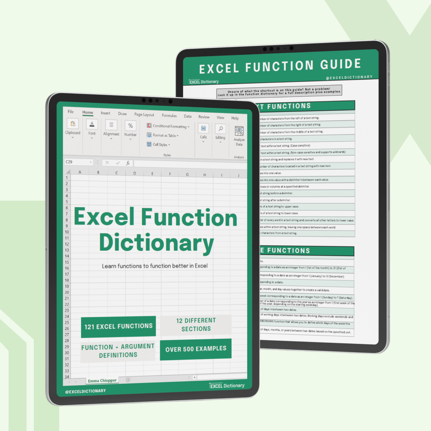 Excel Function Dictionary