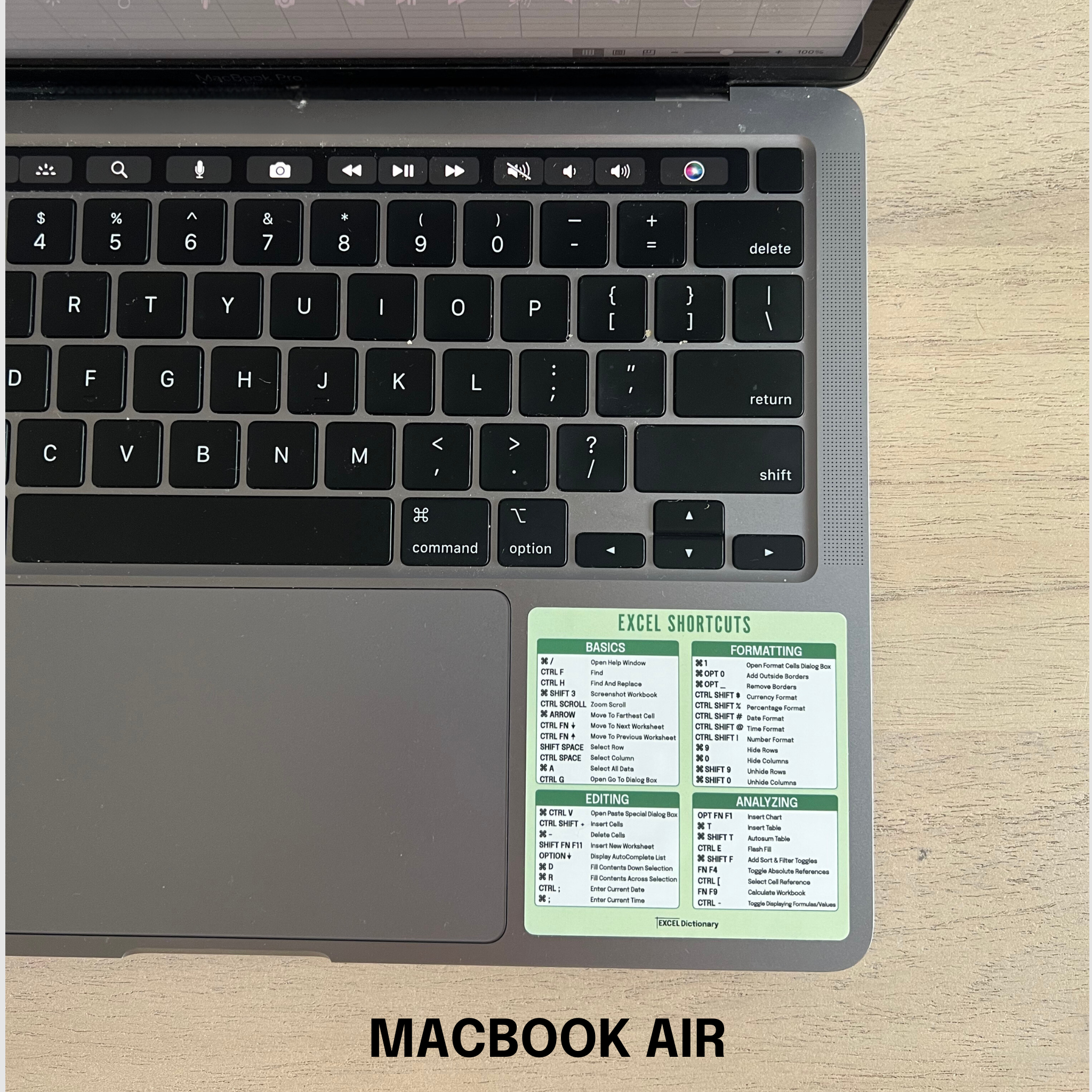 Excel Shortcut Sticker – Excel Dictionary