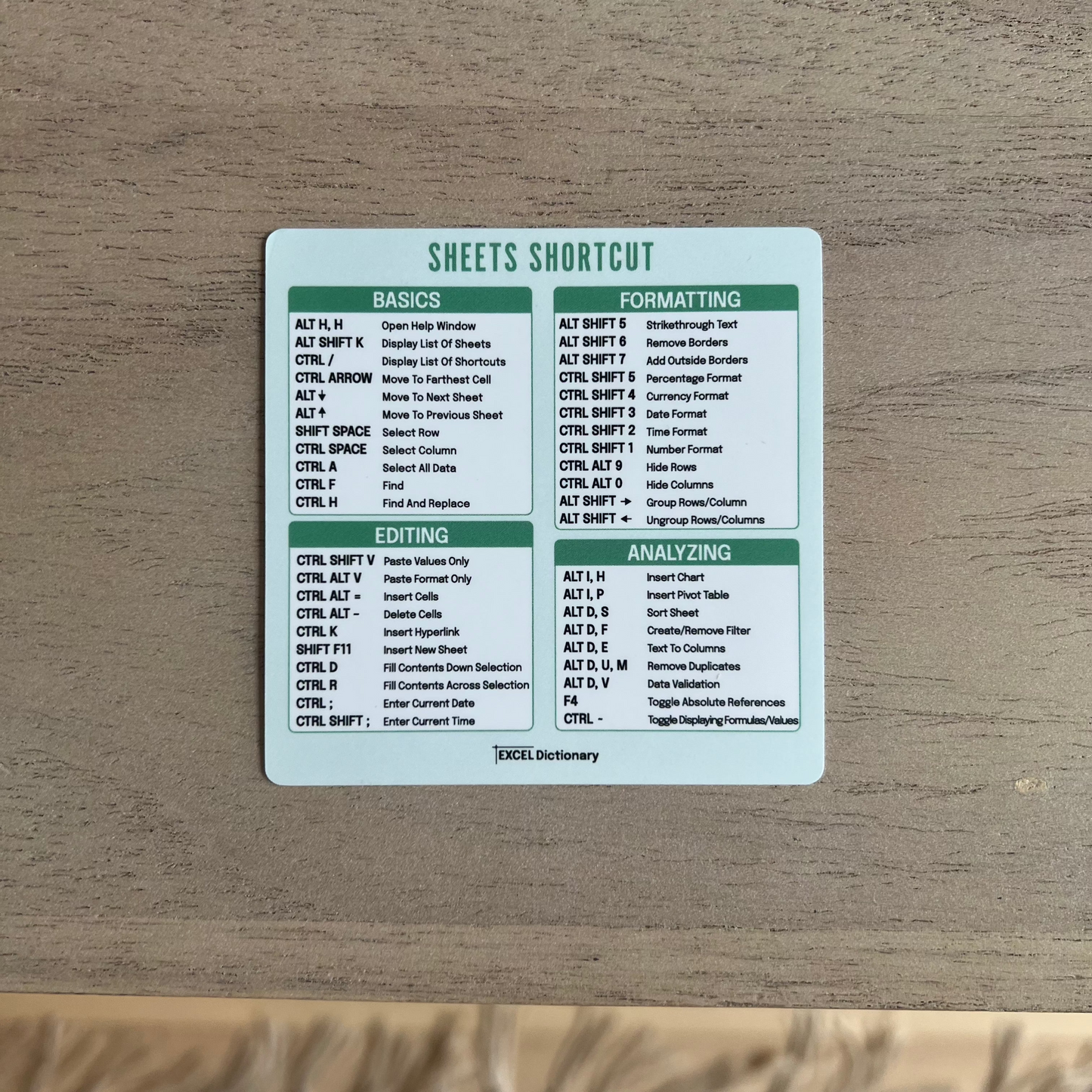 Google Sheets Shortcut Sticker