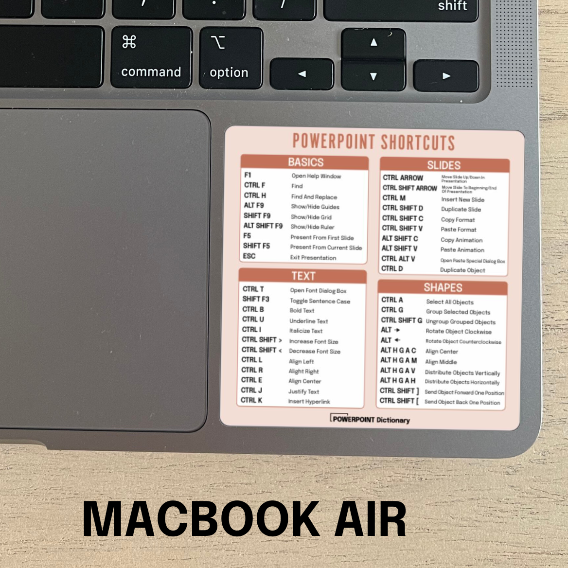 PowerPoint Shortcut Sticker – Excel Dictionary