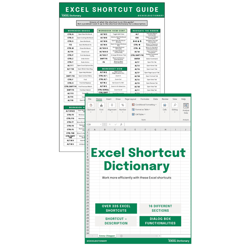 Excel Shortcut Dictionary Excel Dictionary