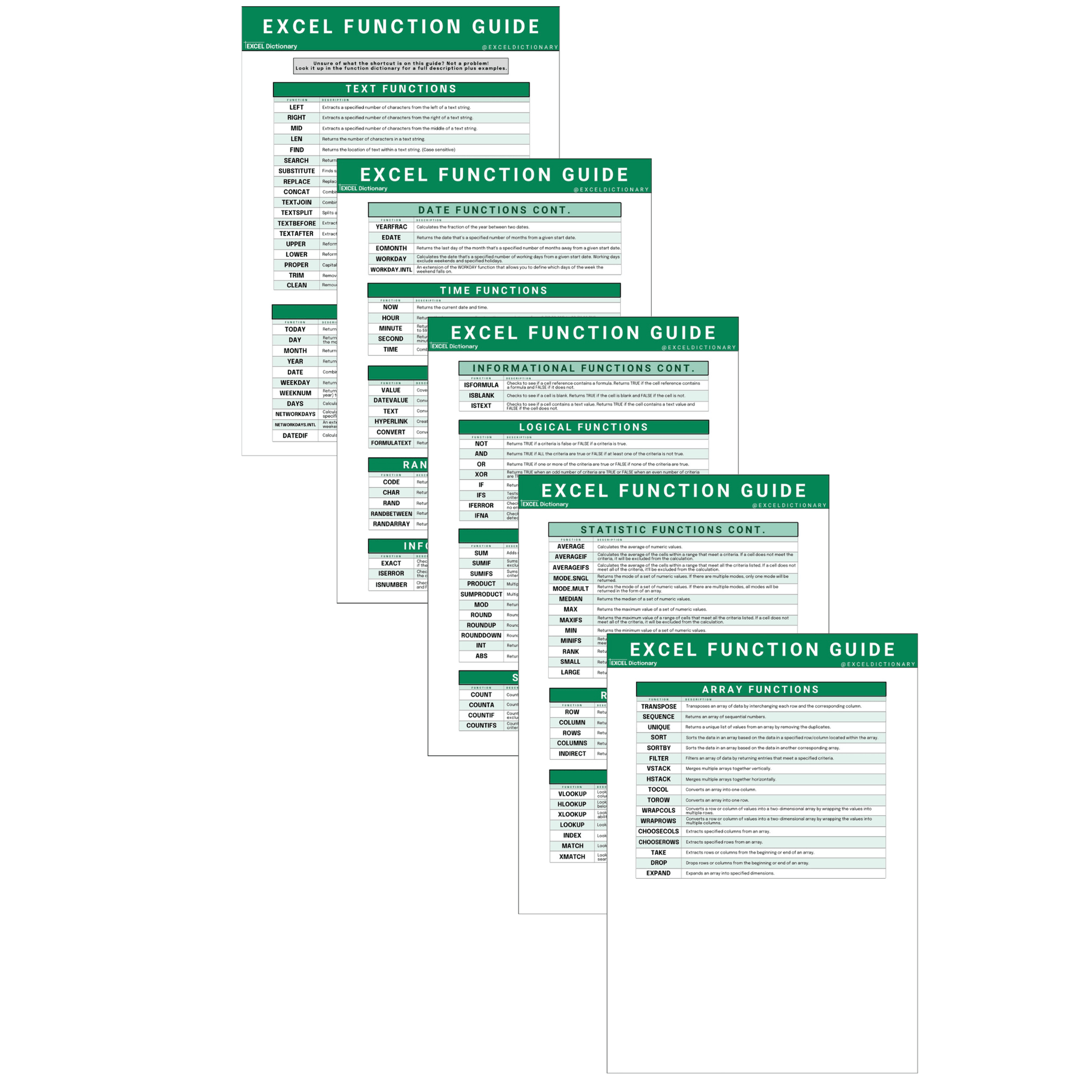 Excel Function Dictionary - Excel Dictionary